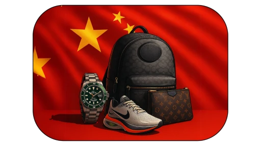 Produtos de luxo importados da China: relógios, tênis, mochilas e acessórios